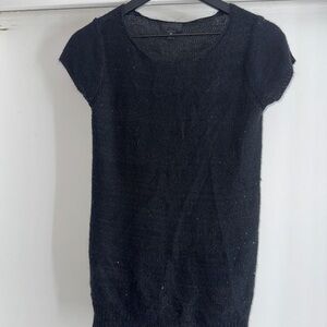 Worthington Black Glittery Short Sleeve Knit Top